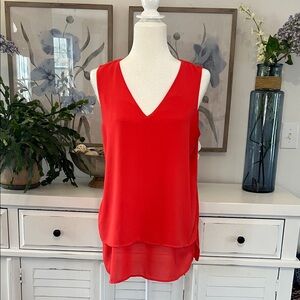Michael Kors Burnt Orange  V-Neck Sleeveless Blouse